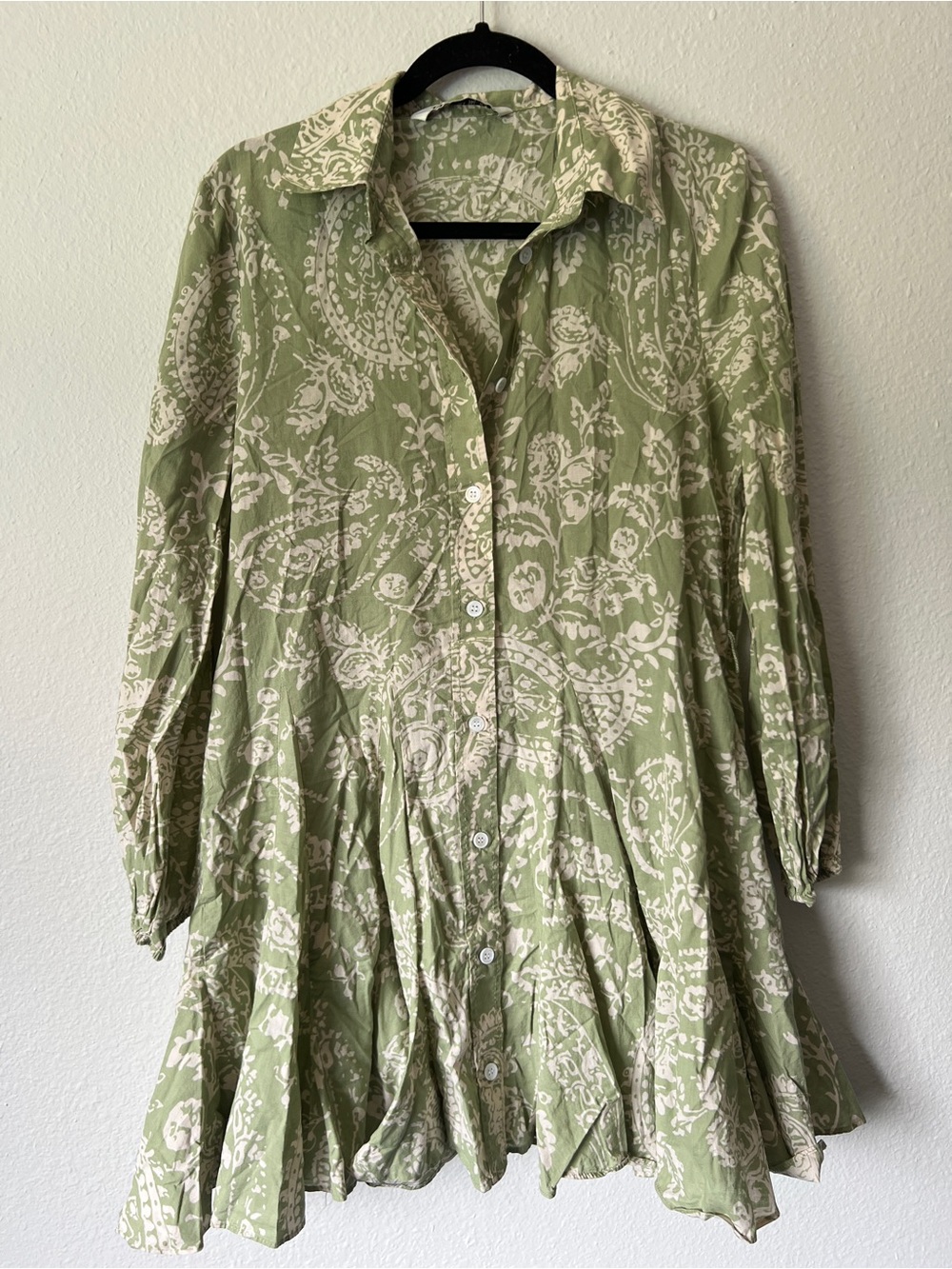 Zara Green Printed Long Sleeve Dress - Picture 2 of 4
